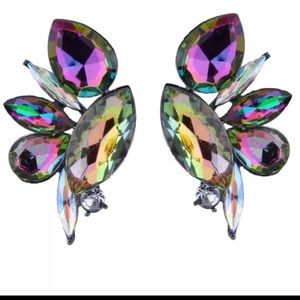 Crystal Rainbow Teardrop Earrings Beautiful RJ